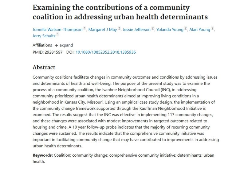 Examining the contributions of a community coalition in addressing urban health determinants